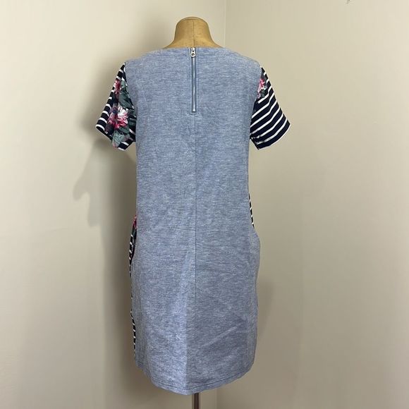 JOULES | Short Sleeve Stripe/Floral Chambray Dress - Picture 3 of 6